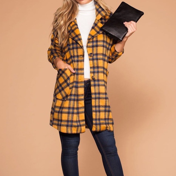 mustard plaid coat